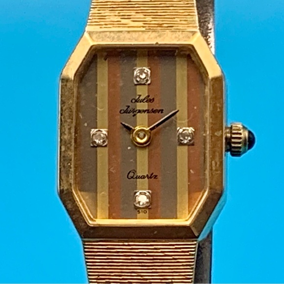 JULES JURGENSEN 510 Women’s Vintage 1980s Wristwatch Diamonds Works New Battery